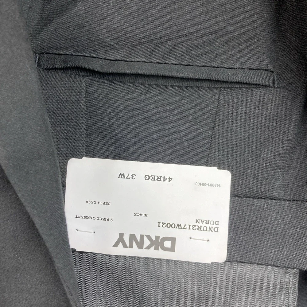 DKNY Men's Modern Fit Nested 2-piece Suit Black 44R Pants 37Wx32L